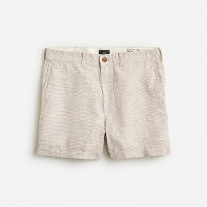 J.Crew 5" linen short Brown White USA | 19NAMEVQK