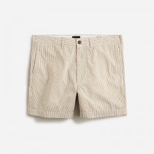 J.Crew 5" stretch seersucker short Khaki White Factory Outlet | 53OMIXZHF