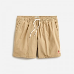 J.Crew 6" embroidered oarsman stretch swim trunk with ECONYL® nylon Burnished Khaki Outlet | 90SVCFIUM