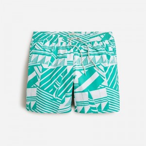 J.Crew 6" stretch swim trunk with ECONYL® nylon Geo Voyage White Green Factory Outlet | 54IJWGVPS