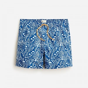 J.Crew 6" stretch swim trunk with ECONYL® nylon Swim Wave Blue Ivory Sale | 26JTKCOAN