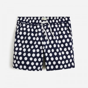 J.Crew 6'' stretch swim trunk with ECONYL® nylon Large Polka Dot Navy Wh Outlet | 91DENAHCK