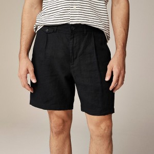 J.Crew 7.5'' pleated linen short Black Outlet | 93MNSUZHB