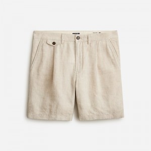 J.Crew 7.5'' pleated linen short Ivory Sand Outlet Online | 74RXZQUHA