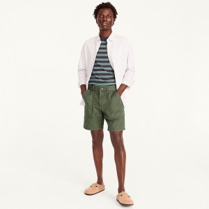 J.Crew 8" camp short in cotton-linen blend Sea Green Online | 82OPTMCAU