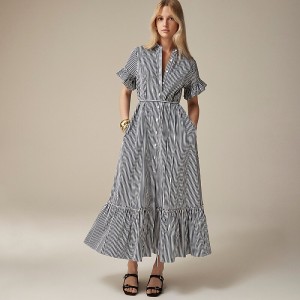 J.Crew Amelia maxi shirtdress cotton poplin Dark Evening Clearance | 35OCHXANB