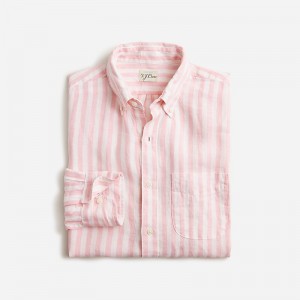 J.Crew Baird McNutt Irish linen shirt Bengal Stripe Blush Pin Online | 09CSGKDJE