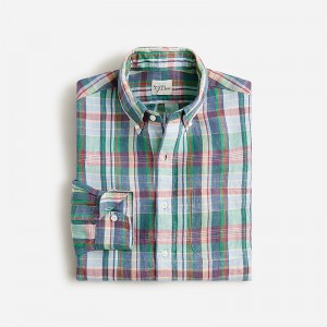 J.Crew Baird McNutt Irish linen shirt Mckenzie Plaid Blue Gre Clearance | 40AQGTFPZ