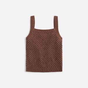 J.Crew Basket-stitch sweater-tank Dark Fudge Clearance | 30QZATIRH