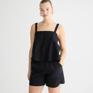 J.Crew Bow-back linen top Black Outlet | 93OKVJACF