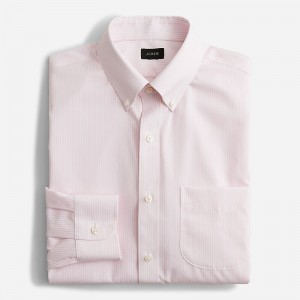 J.Crew Bowery wrinkle-free dress shirt with button-down collar Classic Stripe Pink Whi Factory Outlet | 52WGTEFCA