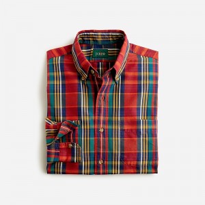 J.Crew Broken-in organic cotton oxford shirt Artie Plaid Brick Navy Sale | 25MROLFNC