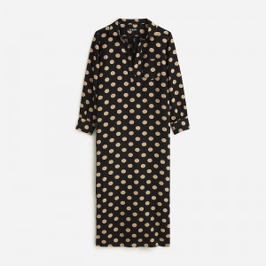 J.Crew Bungalow embroidered dress in linen Black Dot Outlet Online | 72SWUYPNM