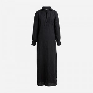 J.Crew Bungalow embroidered dress in linen Black Factory Promo | 60CQDMBKT