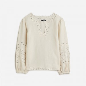 J.Crew Bungalow embroidered top in linen Natural Factory Outlet | 53ZKDMNOW