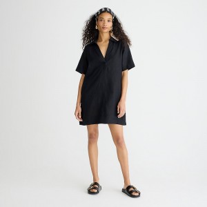 J.Crew Bungalow popover dress linen Black Online | 02NPURFJT