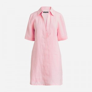 J.Crew Bungalow popover dress linen Pink Factory Outlet | 54VWDHMRE