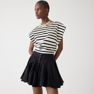 J.Crew Button-up mini skirt in linen Black Outlet Online | 70ZOKCRGL