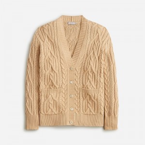 J.Crew Cable-knit cardigan sweater Honeyed Sand Outlet Online | 74AWRXHNO