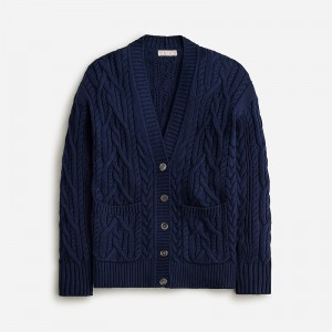 J.Crew Cable-knit cardigan sweater Navy Online | 85JSXQBIY