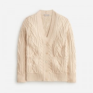 J.Crew Cable-knit cardigan sweater Toasted Cream Factory Outlet | 56GFTUDEO