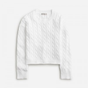 J.Crew Cable-knit cropped crewneck sweater White Online | 09FBAXNCP