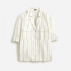 J.Crew Camp-collar shirt in featherweight linen blend Ivory USA | 18RBFYDPV