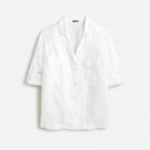 J.Crew Camp-collar shirt in featherweight linen blend White Online | 89PWHELFK