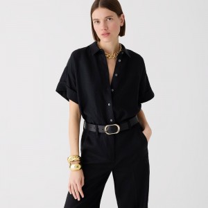 J.Crew Capitaine shirt in Baird McNutt Irish linen Black Clearance | 45ICATNZB