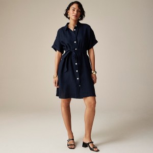 J.Crew Capitaine shirtdress in linen Navy Clearance | 49BRPEQDZ