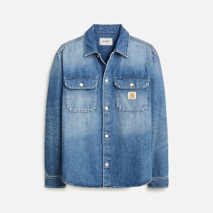 J.Crew Carhartt® Work in Progress Harvery denim shirt-jacket Blue Stone Bleached Outlet Online | 73LAKEFVH