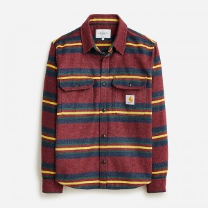 J.Crew Carhartt® Work in Progress Oregon shirt-jacket Starco Stripe Bordeaux Clearance | 31GWVOSNY