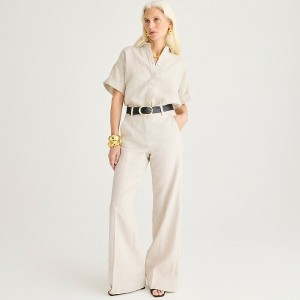 J.Crew Carolina flare pant in stretch linen blend Flax Ivory Outlet Online | 76XRADZCI