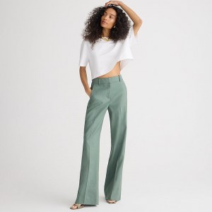 J.Crew Carolina flare pant in stretch linen blend Green Factory Promo | 65BHVUKFA