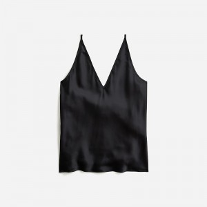 J.Crew Carrie V-neck camisole in silk Black USA | 15YNUGEBD