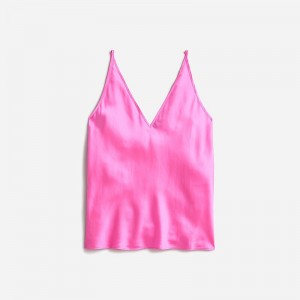 J.Crew Carrie V-neck camisole in silk Radiant Flamingo Sale | 21HWADPTF