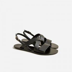 J.Crew Carsen made-in-Italy slingback sandals in leather Black Outlet Online | 74RGBWDZQ