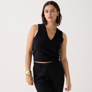 J.Crew Cashmere V-neck sweater-vest Black Outlet Online | 70VHFUQJM