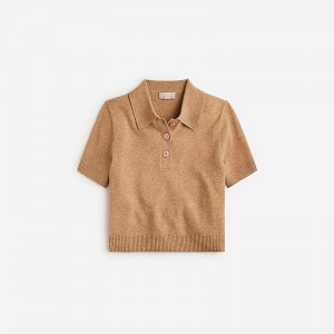 J.Crew Cashmere cropped sweater-polo Hthr Camel Outlet Online | 74MAJWIRH