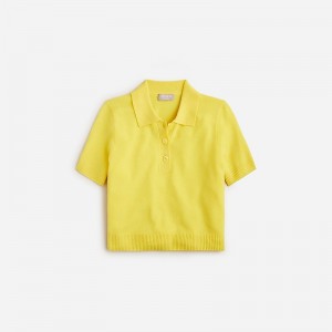 J.Crew Cashmere cropped sweater-polo Neon Dandelion Sale | 24HRTLYIF