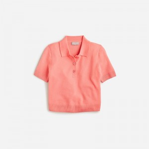 J.Crew Cashmere cropped sweater-polo Spiced Guava Clearance | 35LANGOQV