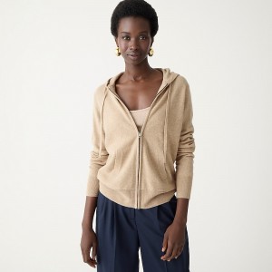 J.Crew Cashmere full-zip sweater-hoodie Hthr Stone Online | 80KDJUBFE