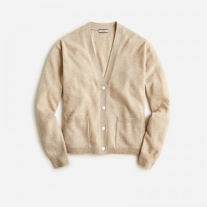 J.Crew Cashmere patch-pocket cardigan sweater Hthr Stone Clearance | 31YXEOGRA