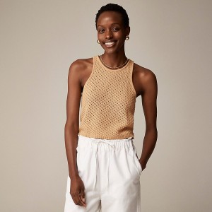 J.Crew Cashmere pointelle tank top Sunkissed Khaki Online | 85PSTGHWU