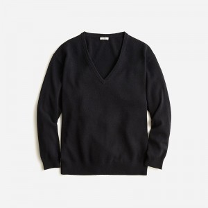 J.Crew Cashmere relaxed V-neck sweater Black Clearance | 49WPGXIQH