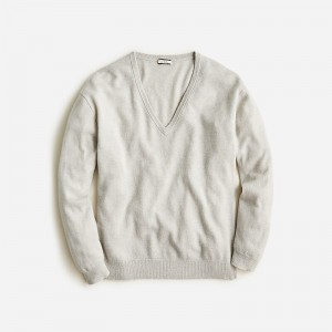 J.Crew Cashmere relaxed V-neck sweater Hthr Fog Sale | 27WOJKGXY