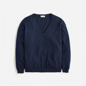 J.Crew Cashmere relaxed V-neck sweater Navy USA | 17CBGFNUO