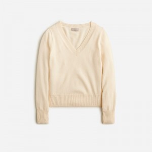 J.Crew Cashmere shrunken V-neck sweater Hthr Muslin Online | 01VPFMJWD