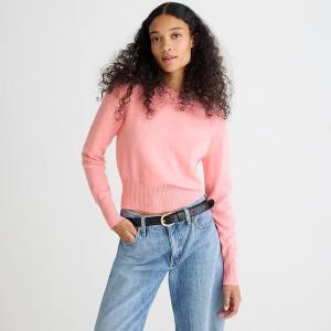 J.Crew Cashmere shrunken crewneck sweater Neon Hthr Peony Outlet Online | 71CSXVELQ