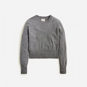 J.Crew Cashmere shrunken crewneck sweater Hthr Charcoal Outlet | 92VLPKWGB